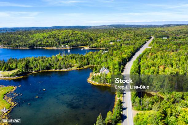 Aerial View Of Road In The Wood Nova Scotia Canada Stock Photo - Download Image Now