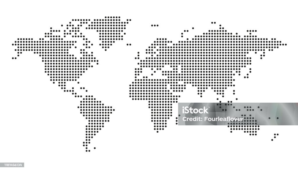 Illustration pointillée de stock de carte de monde de vecteur - clipart vectoriel de Planisphère libre de droits