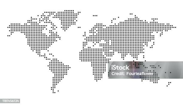 Illustration Pointillée De Stock De Carte De Monde De Vecteur Vecteurs libres de droits et plus d'images vectorielles de Planisphère