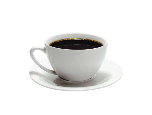 istock Black coffee in a white coffee cup. closeup isolated on white background. With Clipping path 1181456928