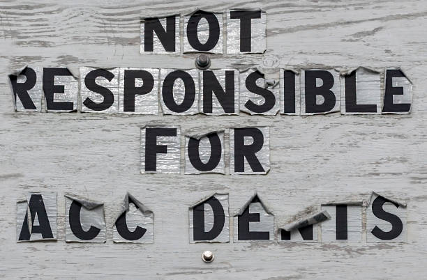 istock NOT RESPONSIBLE FOR ACCIDENTS Sign 1181458511