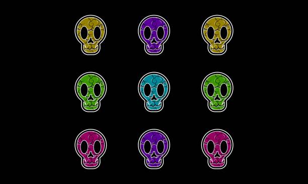 ilustrações de stock, clip art, desenhos animados e ícones de seamless skull cloud illustration - pop art skull backgrounds pattern