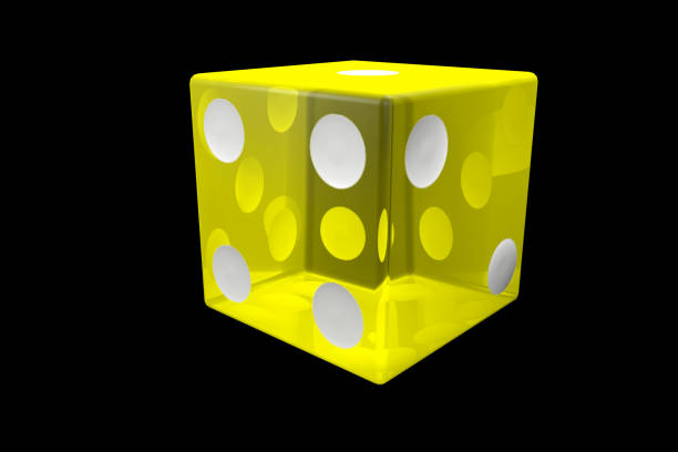 istock 3d render yellow Casino Dice . Poker Cubes Isolated on black Background. 1181464919