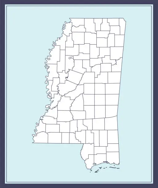 Vector illustration of Mississippi county map downloadable
