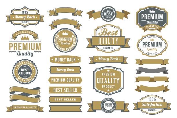 Set of the Ribbons and Badges Vector illustration of set of the riibbons and badges label borders stock illustrations
