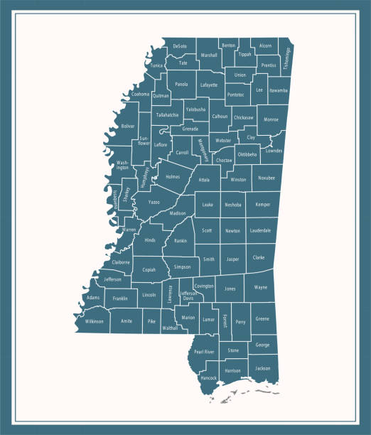Mississippi counties map printable Downloadable county map of Mississippi state of United States of America. The map is accurately prepared by a map expert. vicksburg stock illustrations