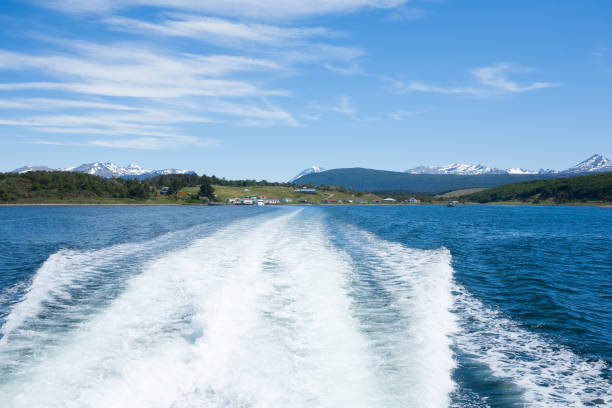 istock Harberton village from Beagle channel, Argentina landscape 1181467594