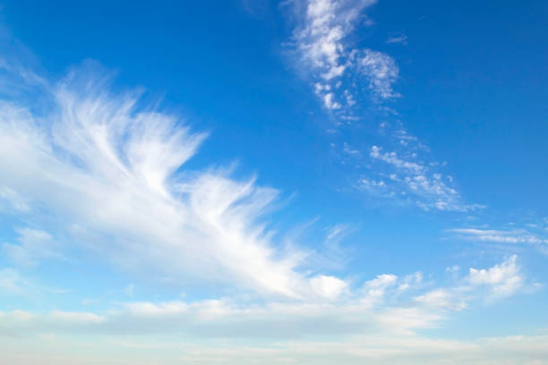 istock Translucent scenic cirrus clouds high in a blue sky. Cloud species and varieties. Atmospheric phenomena. Skyscape on a sunny day. 1181467766