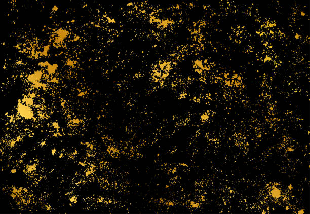 istock Black background with golden spots texture. Design for web, print, home decor, textile, brochures, flyers, banners, invitation or website background. 1181467923