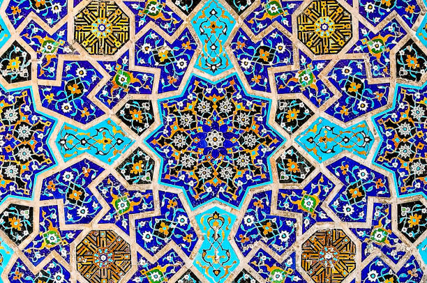 Multi colored Islamic mosaic art Persian geometrical mosaic art and pattern persian empire stock pictures, royalty-free photos & images