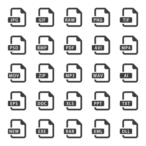 Vector illustration of Document and File Format Icons Set