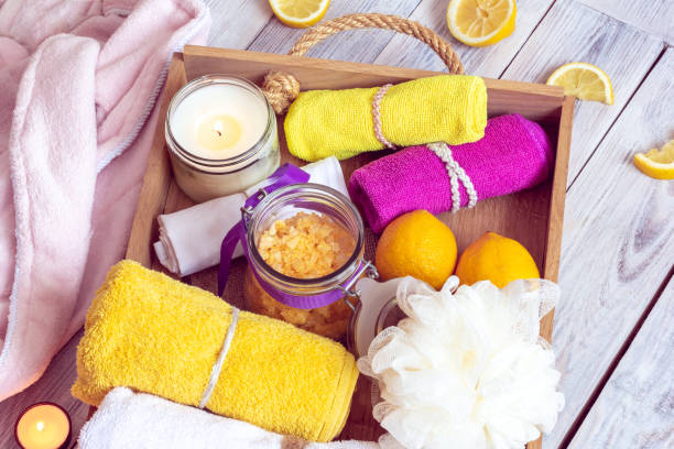 istock set of bathhouse accessories for SPA 1181472776