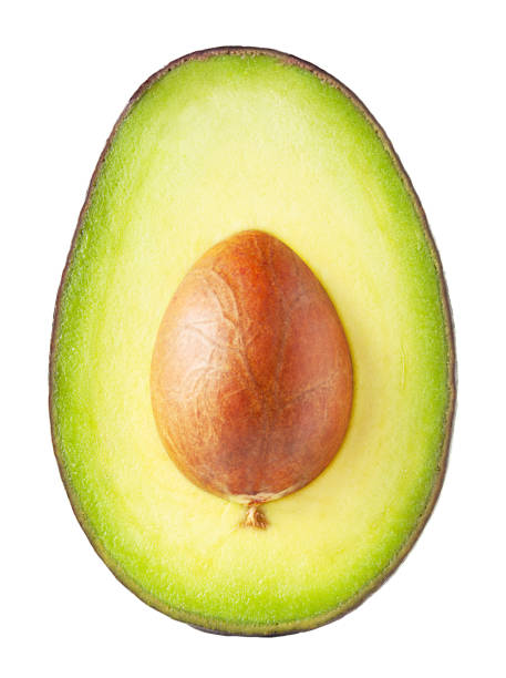 авокадо изолированы на белом - avocado portion brown apple core стоковые фото и изображения