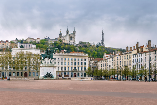 Place Bellecour is a large square in the centre of Lyon, France