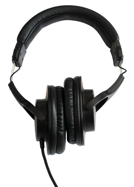 istock black studio headphones isolated top view 1181478191