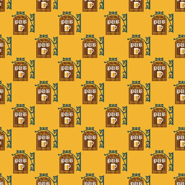 Vector illustration of Old Fashioned Pub Sign Pattern