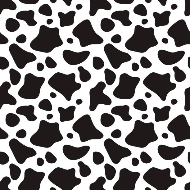 illustrazioni stock, clip art, cartoni animati e icone di tendenza di motivo senza cuciture in bianco e nero. sfondo pelle mucca - cute cow vector animal