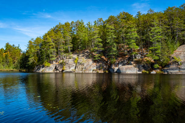 istock Rocky Cliffs and Evergreen Trees on Scenic Centennial Ridges Trail in Algonquin Provincial Park 1181482159