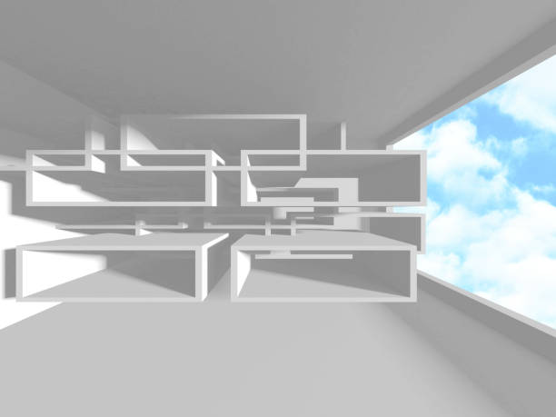istock Futuristic White Architecture Design on Cloudy Sky Background 1181490289
