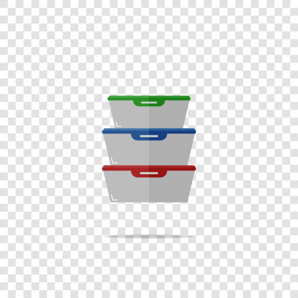 Vector illustration of a container for products. A tray of plastic or glass for food storage and lunch on transparent background. Vector illustration of a container for products. A tray of plastic or glass for food storage and lunch on transparent background. Layers grouped for easy editing illustration. For your design filing tray stock illustrations