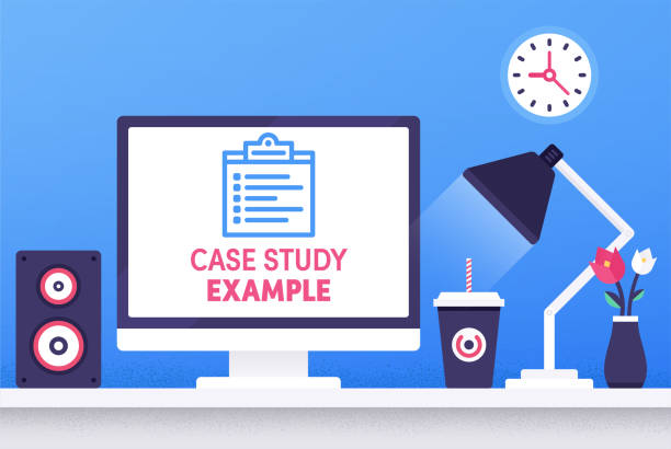 Case Study Modern Flat Design Concept Modern flat design style layout template of case study. Vector illustration concept for printed materials or website and mobile development projects. graphic design case study stock illustrations