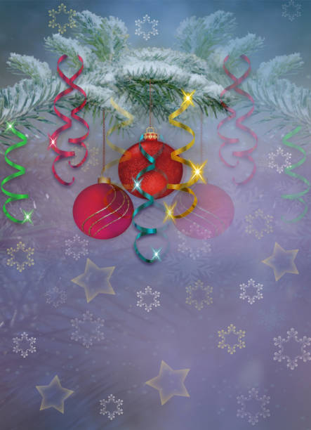 istock Christmas ornaments on the Christmas tree with blue background. 1181494941