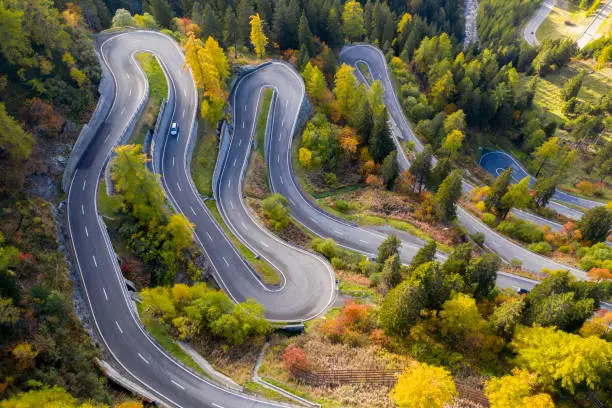 Photo of Winding Mountain Road, Maloja Pass, Swiss Alps