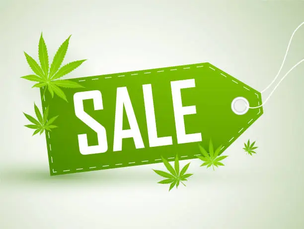 Vector illustration of Marijuana Sale sticker
