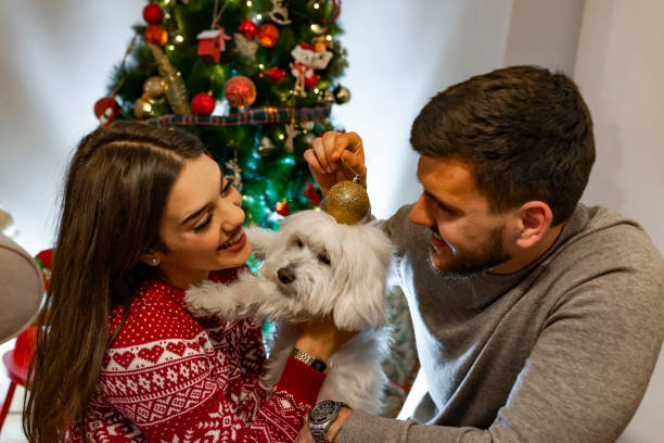 istock Christmas with their funny dog. 1181498502