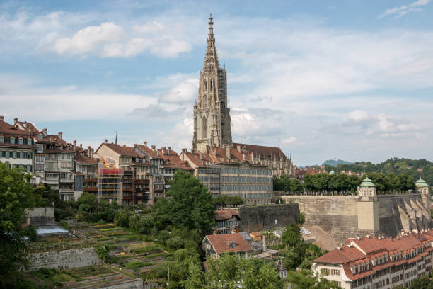 istock Panoramic view on Bern Minster and historic old town of Bern 1181499773