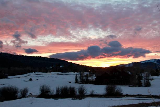 istock Winter Sunset in Teton Springs 1181502721
