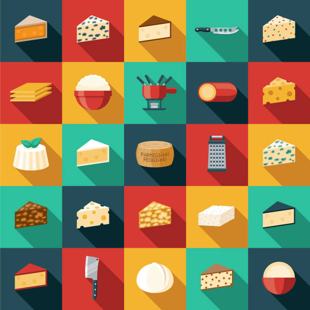 Cheese Icon Set A set of icons. File is built in the CMYK color space for optimal printing. Color swatches are global so it’s easy to edit and change the colors. fondue stock illustrations