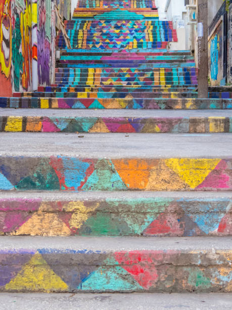 Mar Mikhael Painted Stairs, Beirut, Lebanon stock photo