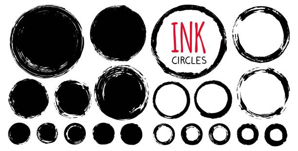 ilustraciones, imágenes clip art, dibujos animados e iconos de stock de conjunto de círculos de tinta pintados a mano - watercolor painting watercolour paints brush stroke abstract