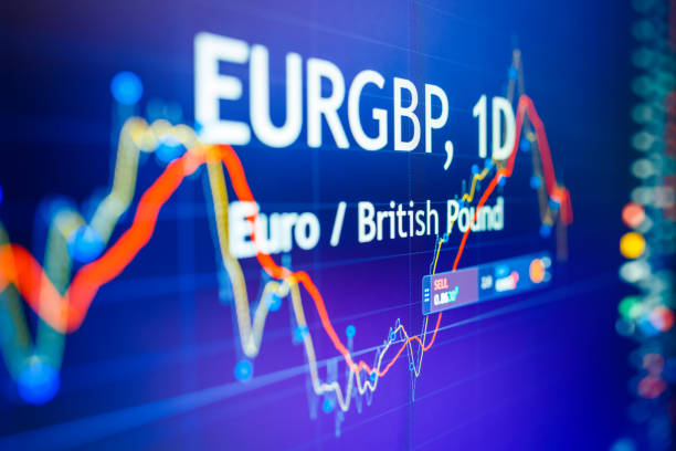 istock Data analyzing in foreign finance market: the charts and quotes on display. Analytics in pairs EUR / GBP 1181511374
