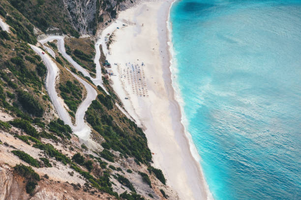 View from above on famous Myrtos beach in Kefalonia island.