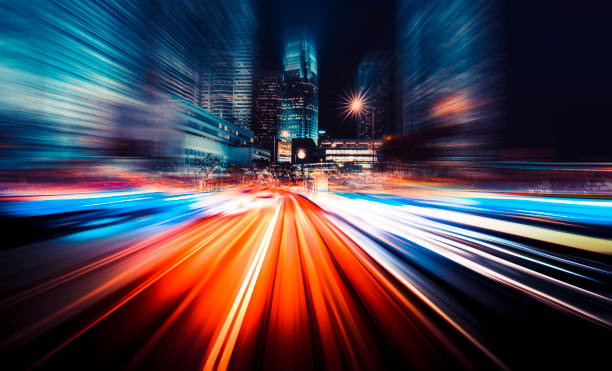 istock Motion blur effect with modern city in background 1181522626
