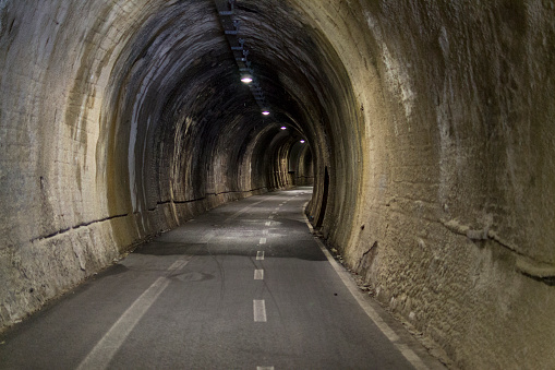Bicycle and pedestrian tunnel between Levanto- Bonassola,  Liguria, Italy