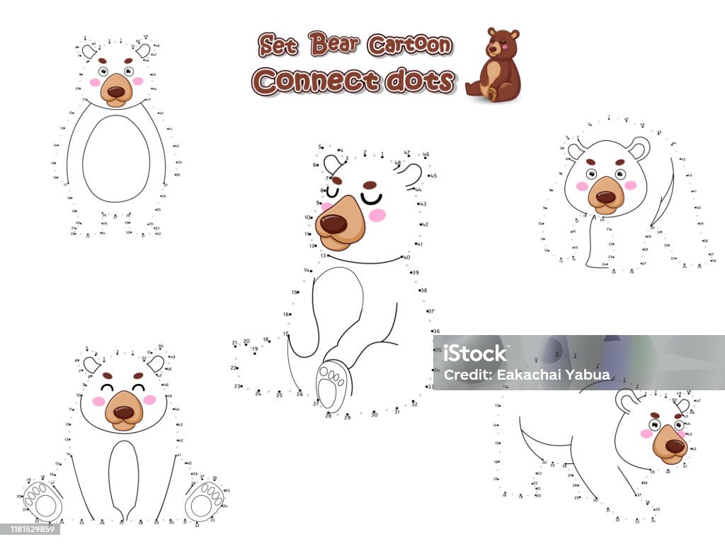 Set Connect The Dots Và Vẽ Phim Hoạt Hình Gấu Dễ Thương Trò Chơi ...