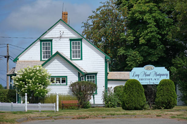birthplace of Lucy Maud Montgomery, author of Anne of Green Gables Prince Edward Island, Canada - August 20, 2019:  The modest birthplace of Lucy Maud Montgomery, author of Anne of Green Gables, is preserved and open to visitors. lucy anne stock pictures, royalty-free photos & images
