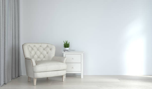 istock wall mock up armchair in front of the empty wall 3d rendering modern home design,mockup element for graphic design wall mock up 1181538441