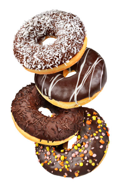 Group of chocolate donuts isolated
