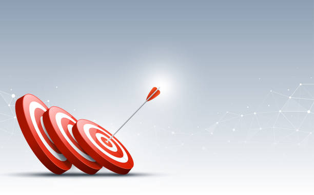 istock Target with arrow. Arrow hit a target like a falling dominoes. Concept of Domino effect. Vector illustration. 1181542826