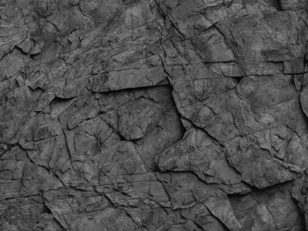 Photo of Black rock background. Mountain close-up. Gray stone background. Bright black grunge background.