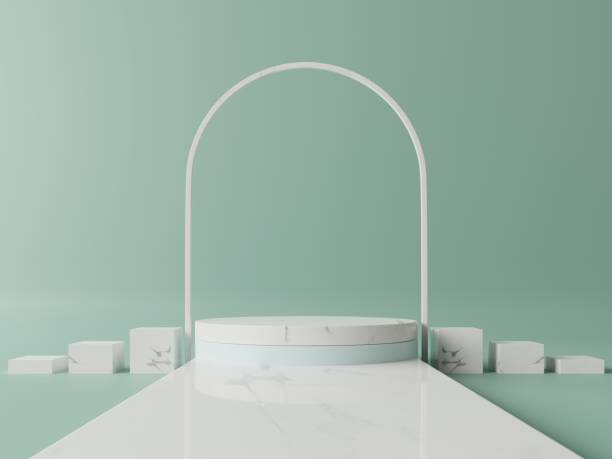 istock Winner podium abstract composition with green background. 1181546495