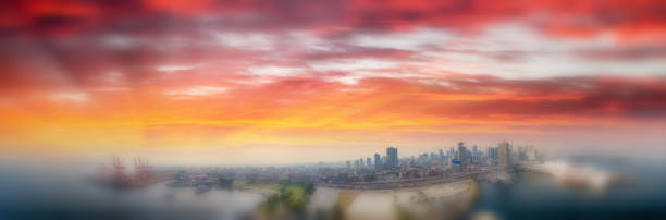 istock Panoramic aerial view of Vancouver skyline from Canada Place 1181554368