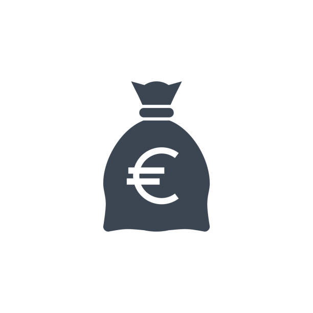 Money Bag with Euro related vector glyph icon. Money Bag with Euro related vector glyph icon. Isolated on white background. Vector illustration. tax clipart stock illustrations