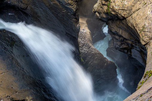 The Trummelbach Falls (German: Trümmelbachfälle) in Switzerland are a series of ten glacier-fed waterfalls inside the mountain.