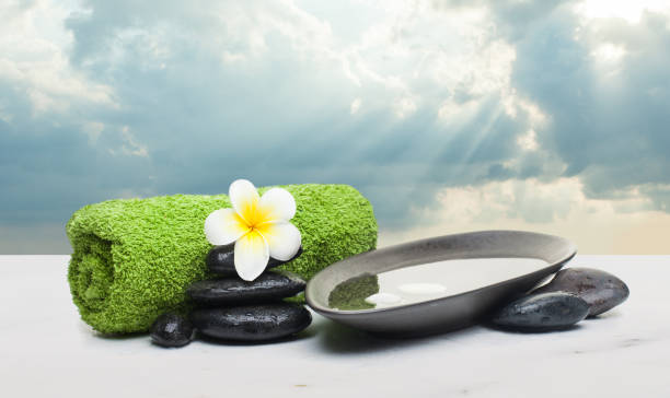 istock Spa objects for relax on white background. Spa healthy concept w 1181566209