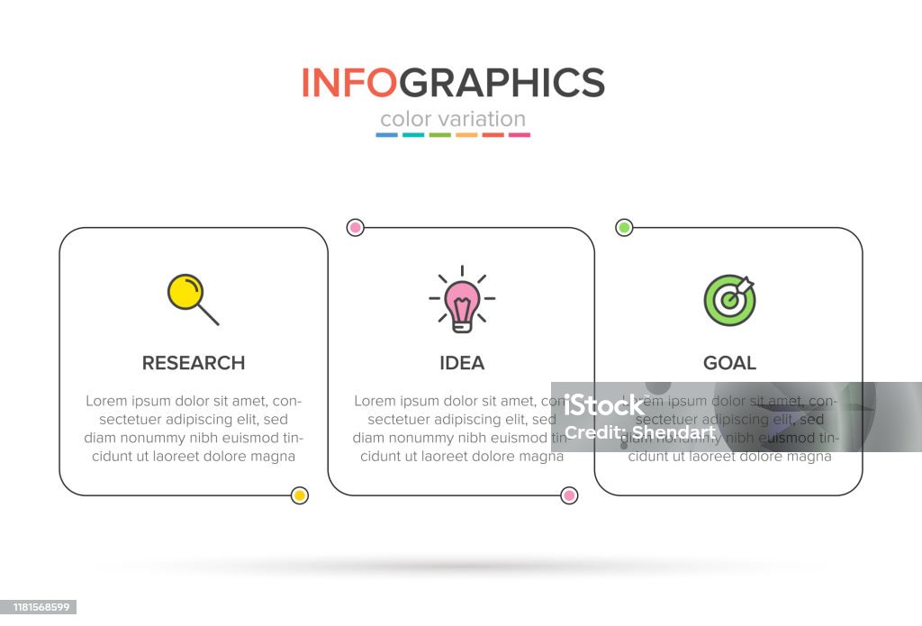 Concept of arrow business model with 3 successive steps. Three colorful graphic elements. Timeline design for brochure, presentation. Infographic design layout. Infographic stock vector